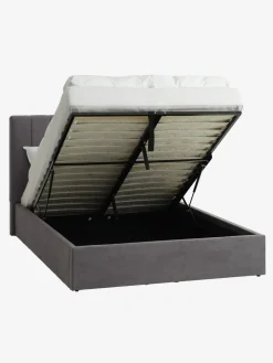 HASLEVCadre de lit HASLEV a/rangement 140x190 tissu gris foncé