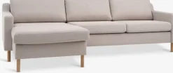 HELLERUPCanapé HELLERUP méridienne tissu beige/chêne