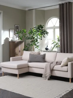 HELLERUPCanapé HELLERUP méridienne tissu beige/chêne