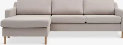 HELLERUPCanapé HELLERUP méridienne tissu beige/chêne