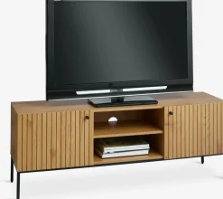 HEMDRUPMeuble TV HEMDRUP 2 portes coloris chêne chaud/noir