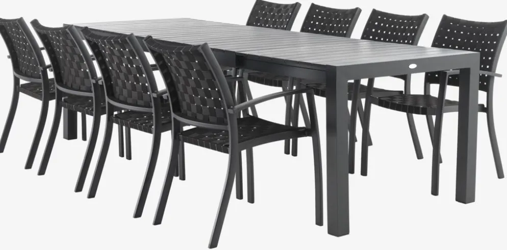 HESTEHAVE + GLOMFJORDHESTEHAVE L205/275 table + 4 GLOMFJORD chaises noir