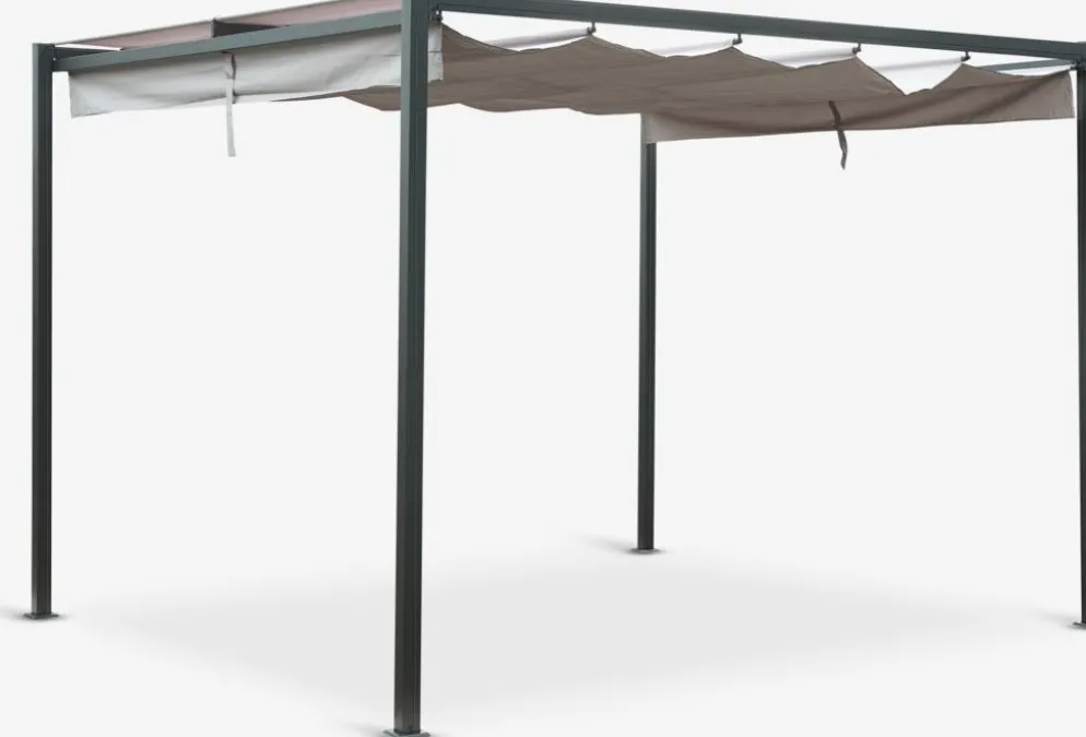 HJORTEMOSEPergola HJORTEMOSE l3xL3xH2,3m gris clair