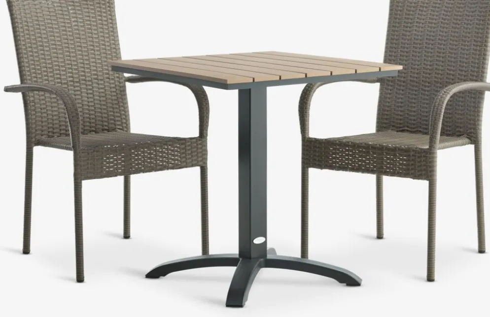 HOBRO + GUDHJEMTHY L60 table + 2 GUDHJEM chaises naturel