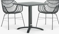 HOBRO + ILDERHUSEHOBRO L70 table + 2 ILDERHUSE chaises noir