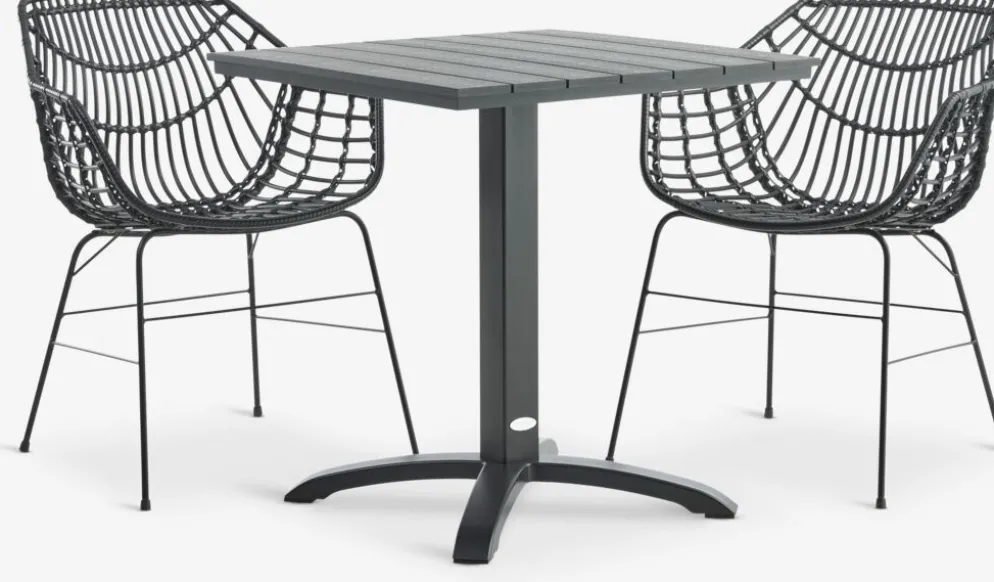 HOBRO + ILDERHUSEHOBRO L70 table + 2 ILDERHUSE chaises noir