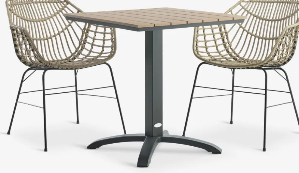 HOBRO + ILDERHUSEHOBRO L70 table + 2 ILDERHUSE chaises naturel