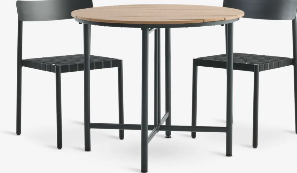 HOVVIG + HAGLEBUHOVVIG L10/90 table naturel + 2 HAGLEBU chaises noir