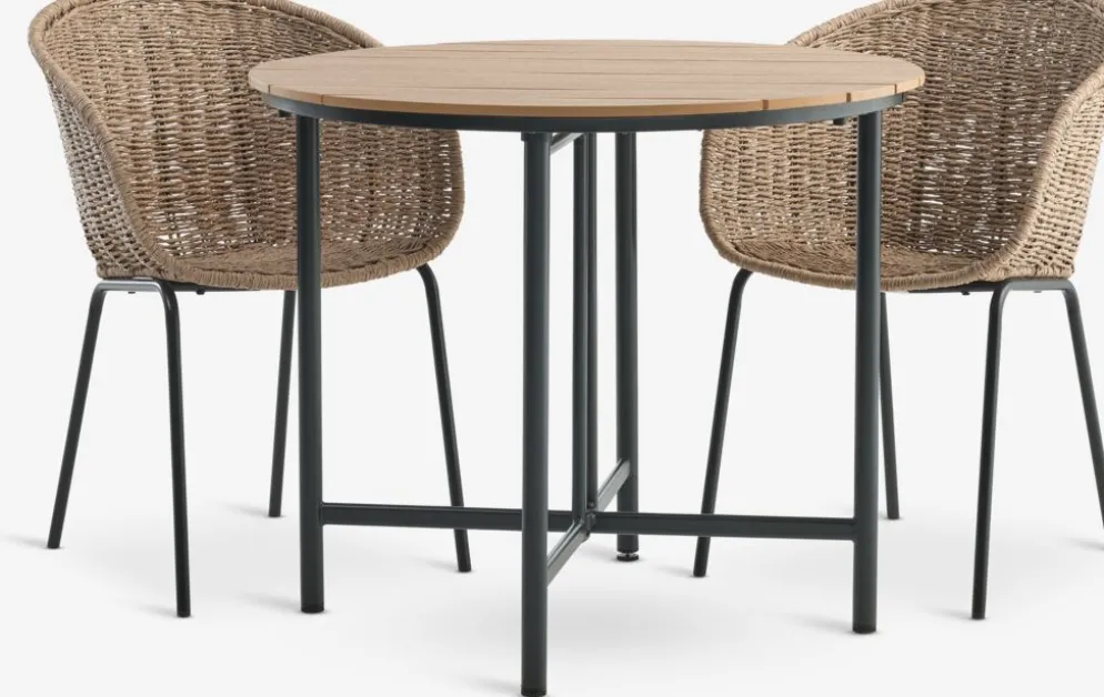 HOVVIG + TUERNEHOVVIG L10/90 table + 2 TUERNE chaises naturel