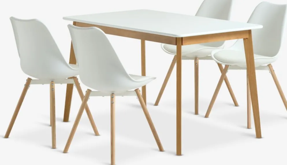 JEGIND + KASTRUPJEGIND L130 table blanc + 4 KASTRUP chaises blanc