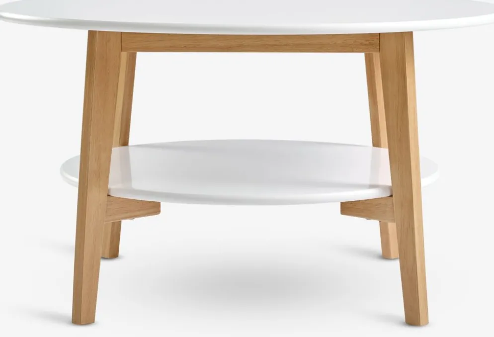 JEGINDTable basse JEGIND Ø80 1 tablette blanc/coloris chêne nat.