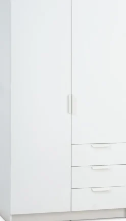 JENSLEVArmoire JENSLEV 96x176 2 portes 3 tiroirs blanc