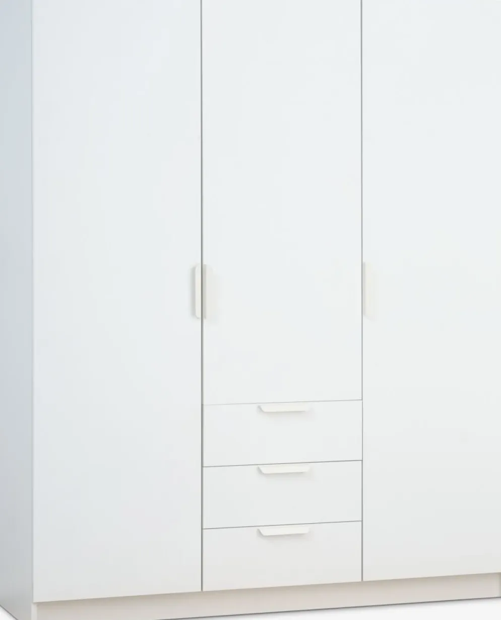 JENSLEVArmoire JENSLEV 144x176 3 portes 3 tiroirs blanc