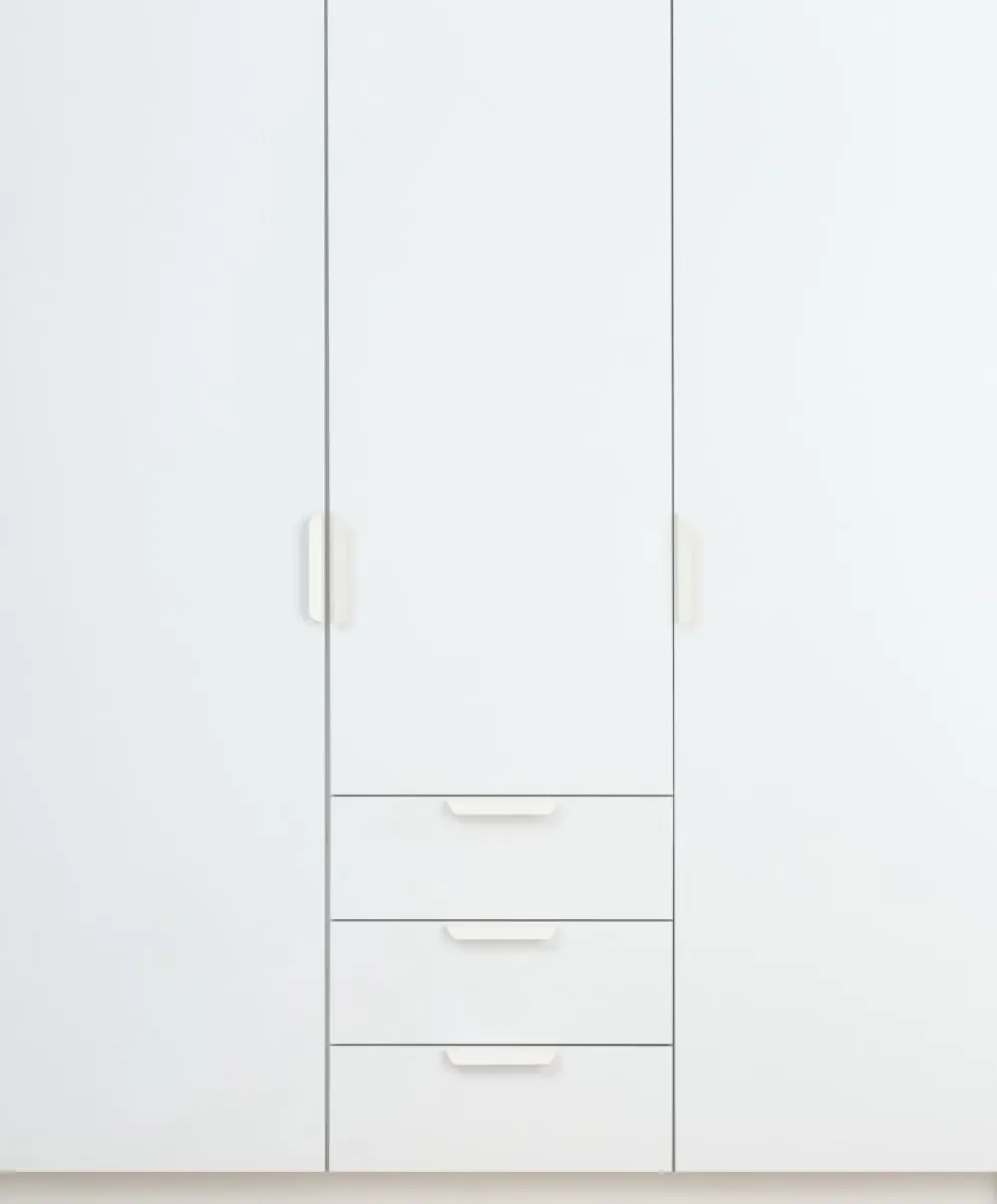 JENSLEVArmoire JENSLEV 144x176 3 portes 3 tiroirs blanc