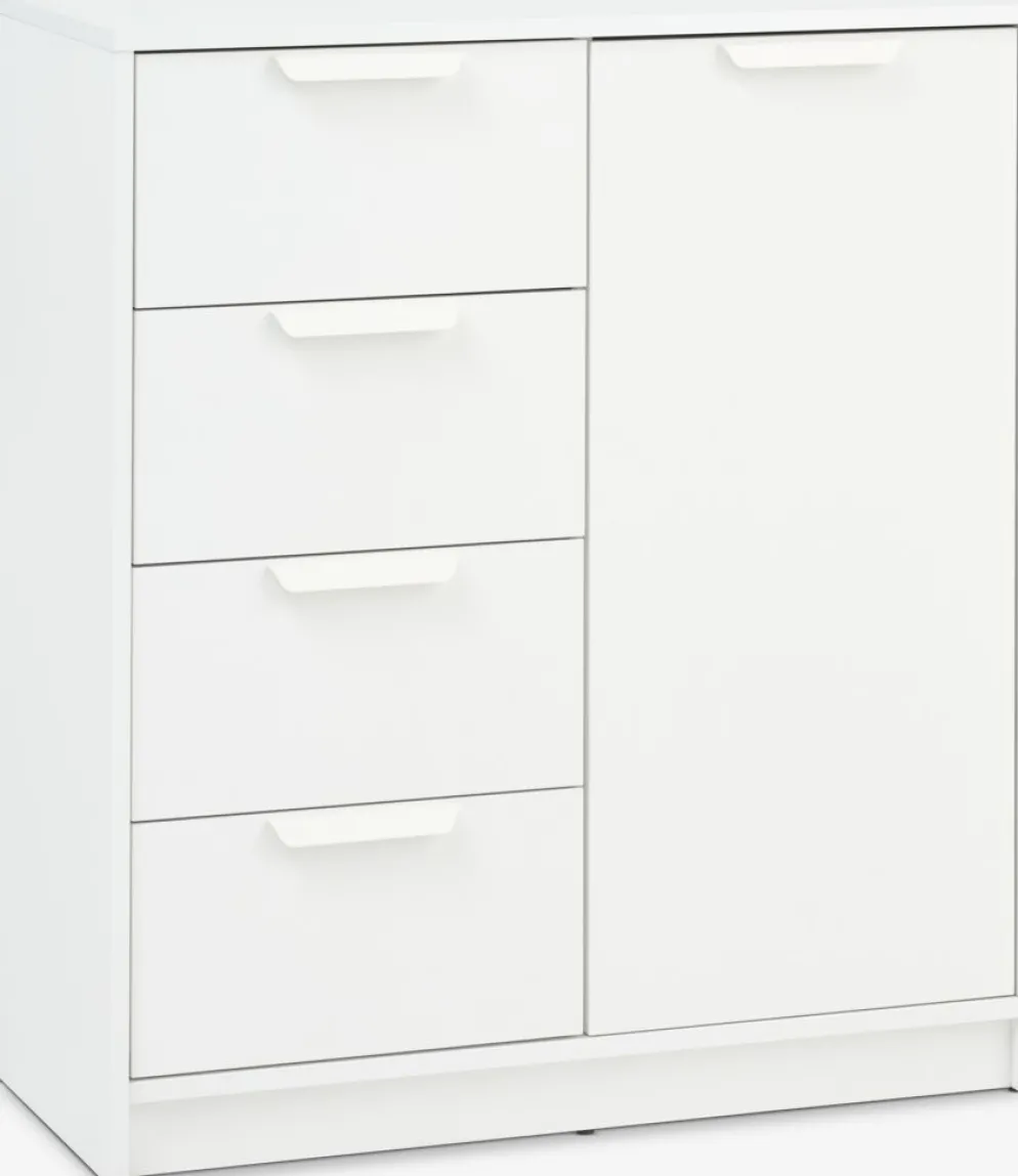 JENSLEVCommode 4 tiroirs 1 porte JENSLEV blanc