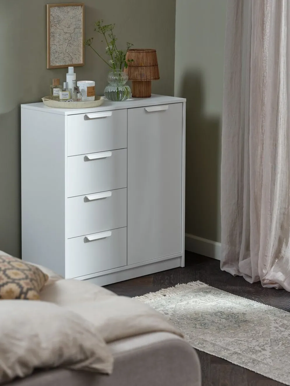 JENSLEVCommode 4 tiroirs 1 porte JENSLEV blanc
