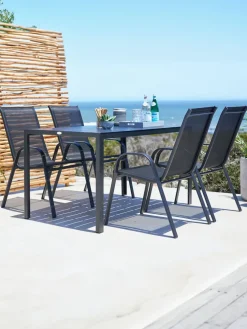 JERSORE + LEKNESJERSORE L140 table + 4 LEKNES chaises noir