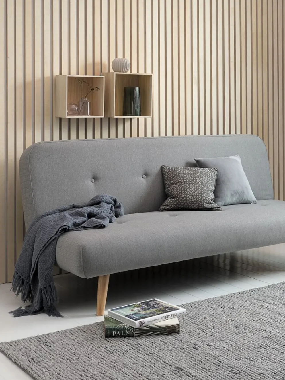 JUVRECanapé convertible JUVRE tissu gris clair/naturel