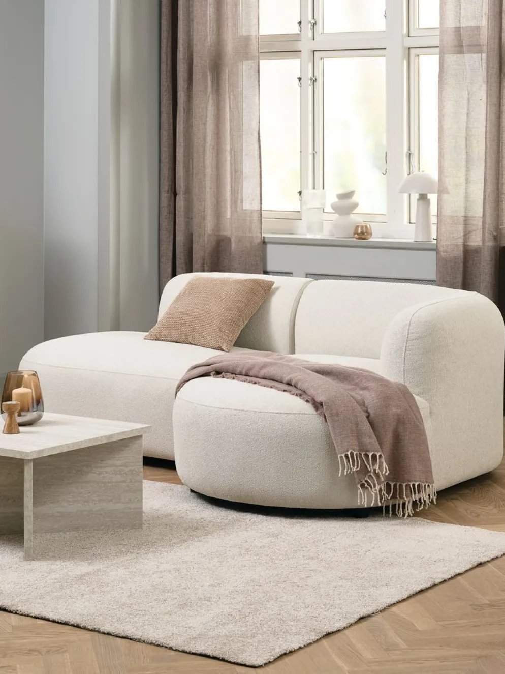 JYLLINGECanapé JYLLINGE méridienne tissu teddy beige