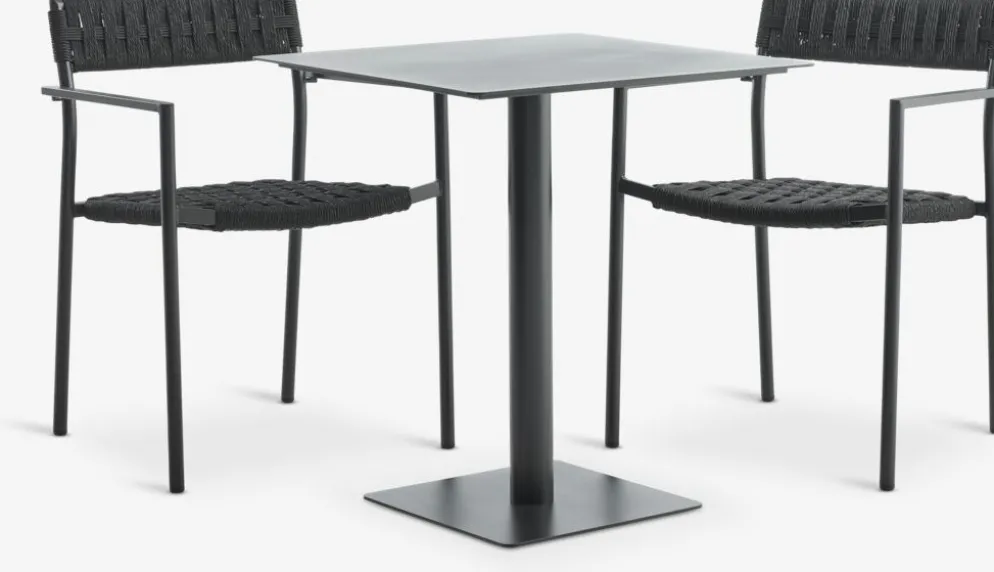 KAPPRUET + TRILLEVALLENKAPPRUET L65 table + 2 TRILLEVALLEN chaises noir