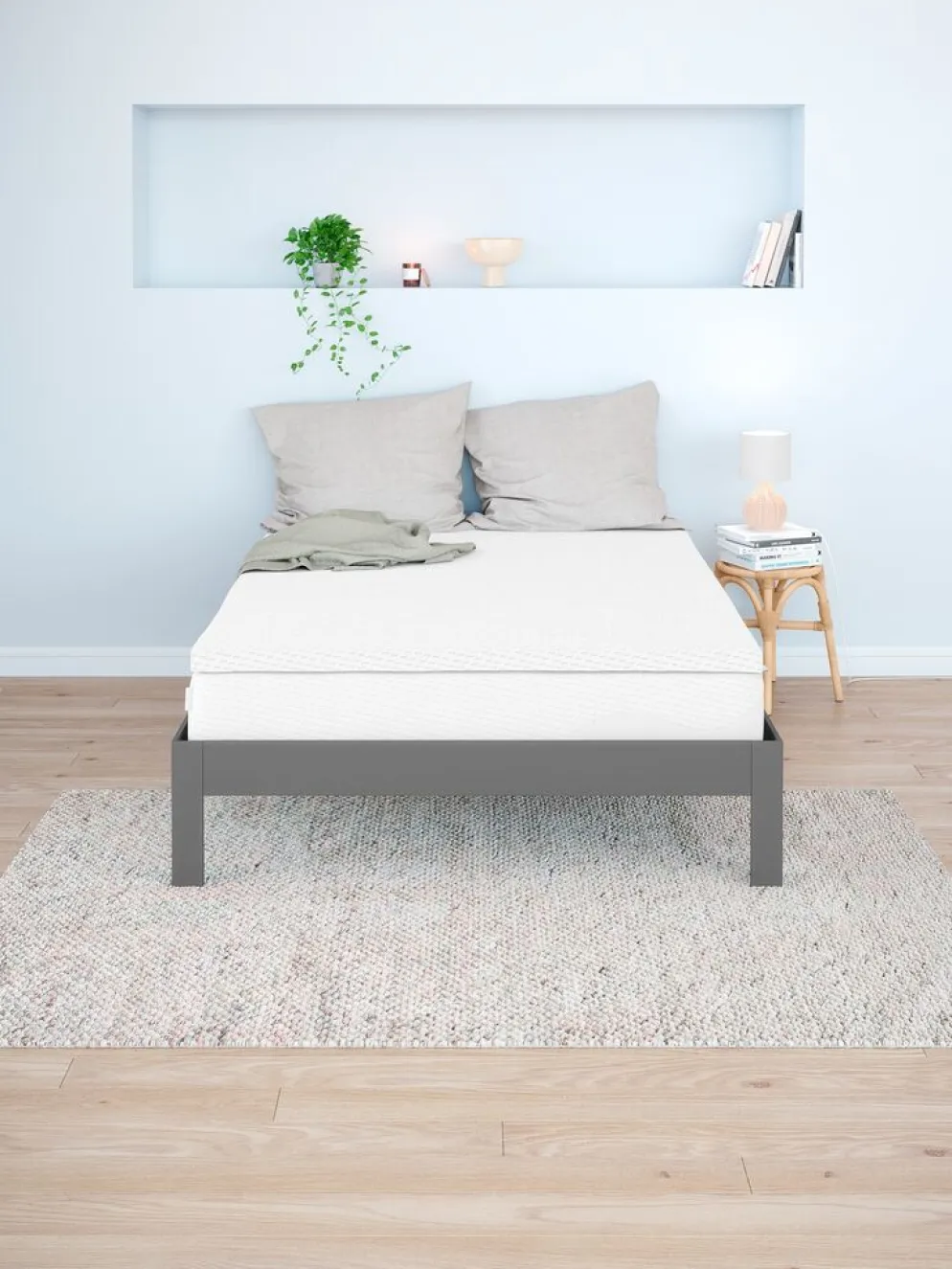 KILDENCadre de lit KILDEN 90x200 gris foncé