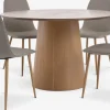 KLIPLEV + BISTRUPKLIPLEV Ø120 table coloris chêne + 4 BISTRUP chaises sable