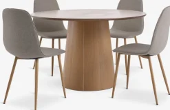 KLIPLEV + BISTRUPKLIPLEV Ø120 table coloris chêne + 4 BISTRUP chaises sable