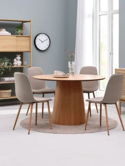 KLIPLEV + BISTRUPKLIPLEV Ø120 table coloris chêne + 4 BISTRUP chaises sable