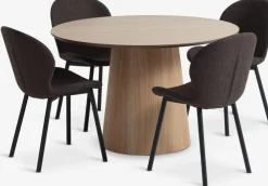 KLIPLEV + GEVNINGEKLIPLEV Ø120 table coloris chêne + 4 GEVNINGE chaises beige