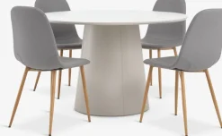 KLIPLEV + JONSTRUPKLIPLEV Ø120 table colo. travertin + 4 JONSTRUP chaises gris