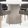 KLIPLEV + PEBRINGEKLIPLEV Ø120 table imi. travertin + 4 PEBRINGE chaises vel g