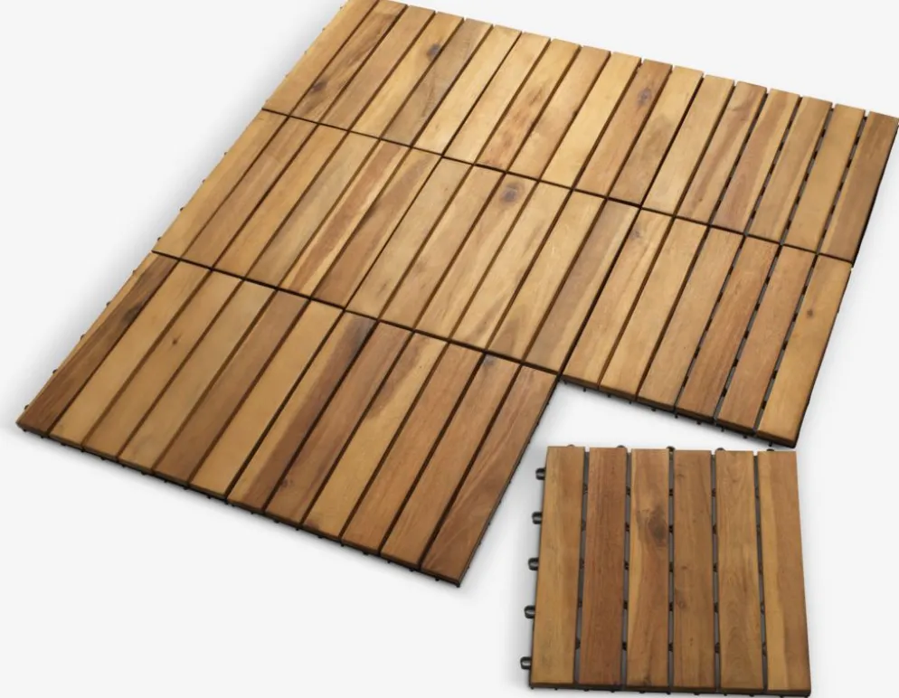 KNEKKANDDalle de terrasse KNEKKAND l30xL30 bois naturel 9pcs/lot