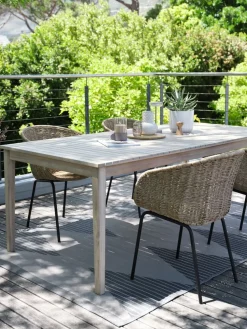 KOLLEN + TUERNEKOLLEN L205 table acacia + 4 TUERNE chaises naturel