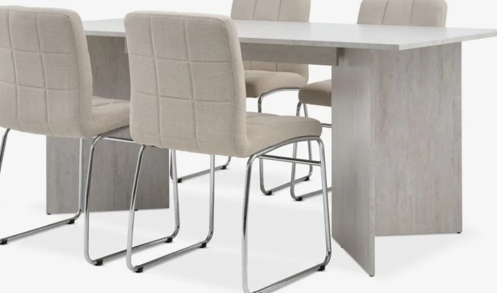 KRONDAL + HAMMELKRONDAL L180 table colo. travertin + 4 HAMMEL chaises beige