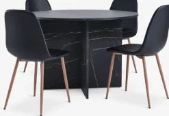 KRONDAL + JONSTRUPKRONDAL Ø110 table imi. marbre + 4 JONSTRUP chaises noir