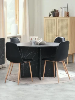 KRONDAL + JONSTRUPKRONDAL Ø110 table imi. marbre + 4 JONSTRUP chaises noir