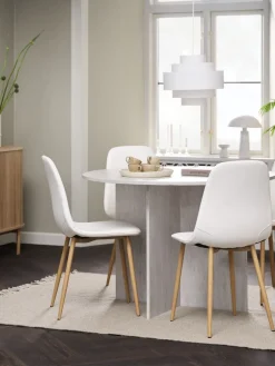KRONDAL + JONSTRUPKRONDAL Ø110 table travertin + 4 JONSTRUP chaises blanc
