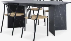 KRONDAL + JYDERUPKRONDAL L180 table marbre + 4 JYDERUP chaises noir/naturel