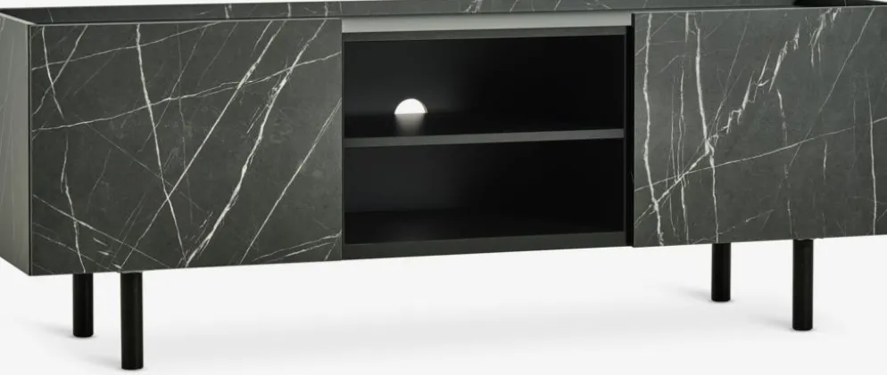 KRONDALMeuble TV KRONDAL 2 portes coloris marbre/noir