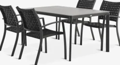 KUMLA + GLOMFJORDKUMLA L150 table gris + 4 GLOMFJORD chaises noir