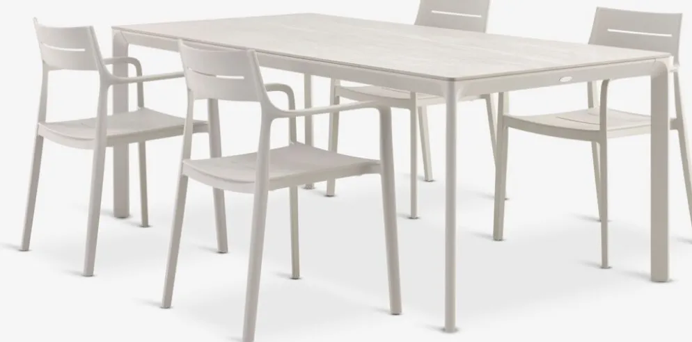 KUMLA + INGSTRUPKUMLA L200 table + 4 INGSTRUP chaises beige