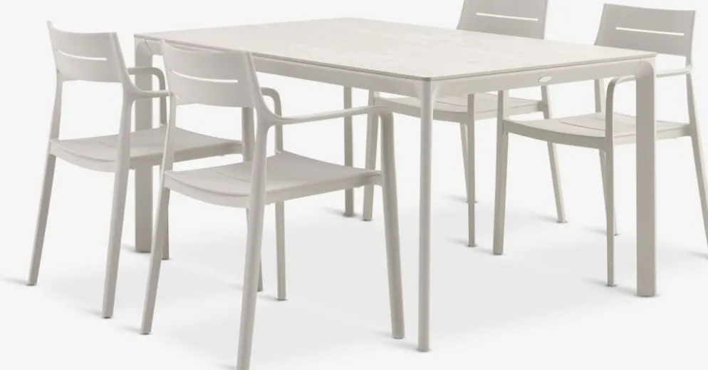 KUMLA + INGSTRUPKUMLA L150 table + 4 INGSTRUP chaises beige