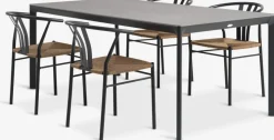 KUMLA + TAGMARKKUMLA L200 table gris + 4 TAGMARK chaises noir
