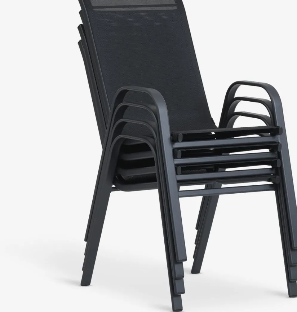 LEKNESChaise empilable LEKNES noir