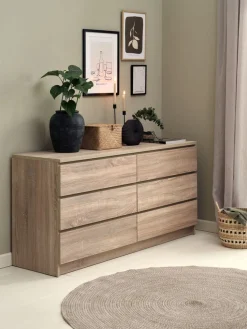 LIMFJORDENCommode 3+3 tiroirs LIMFJORDEN coloris chêne clair
