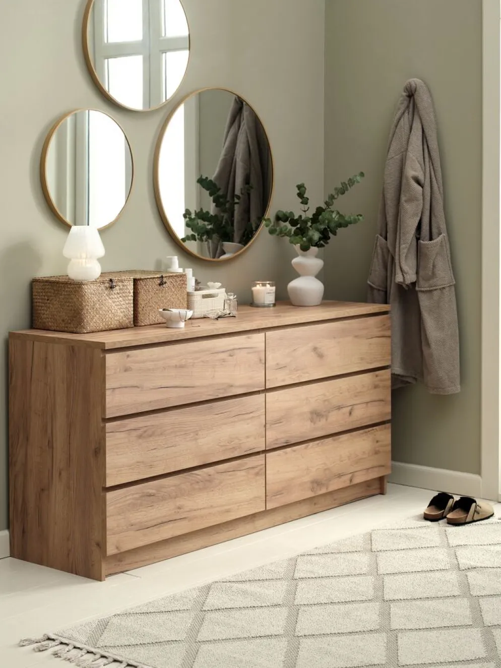 LIMFJORDENCommode 3+3 tiroirs LIMFJORDEN coloris chêne naturel