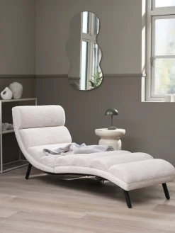 LINDELSEChaise longue d'intérieur LINDELSE tissu teddy beige/noir