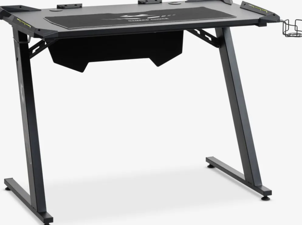 LINDHOLMGoldBureau gaming LINDHOLM a/LED et porte-gobelet noir