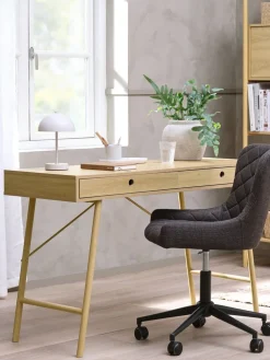 LINDVEDBureau LINDVED 48x120 2 tiroirs coloris chêne naturel