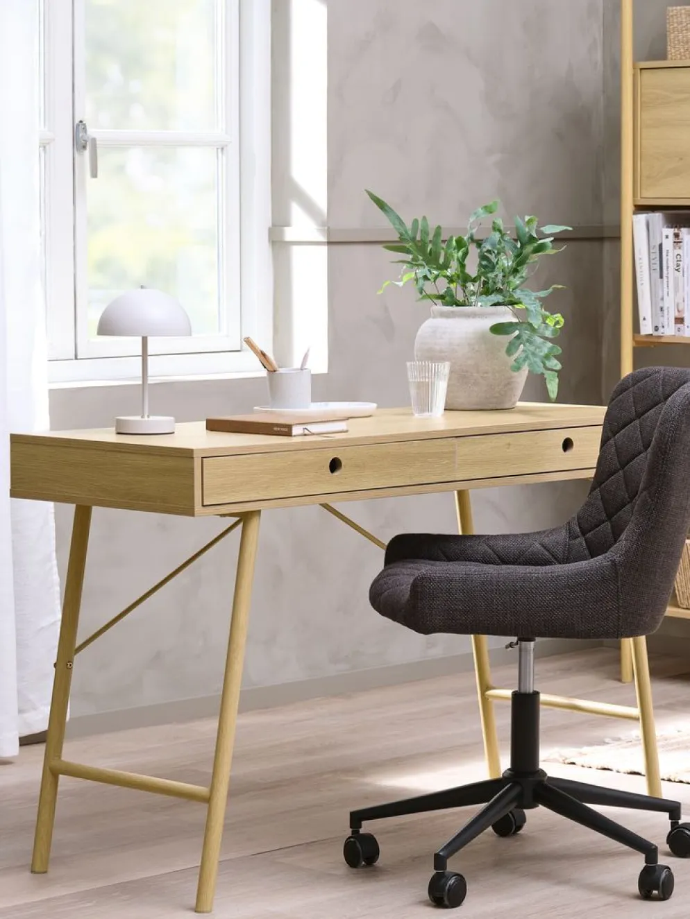 LINDVEDBureau LINDVED 48x120 2 tiroirs coloris chêne naturel